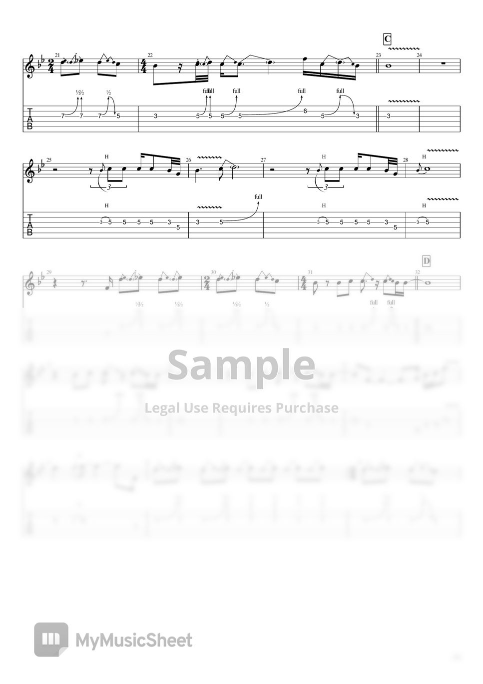 プリンス パープルレイン バンドスコア 楽譜 Purple Rain (solo) / Mark Lettieri Transcriptions Tab