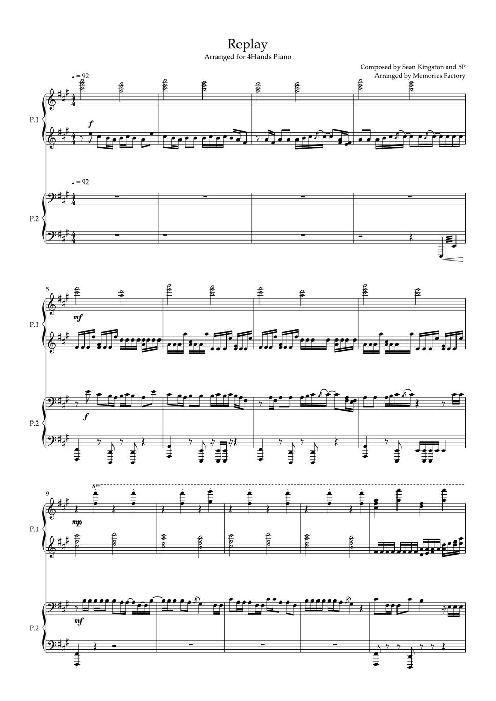 IYAZ - Replay (4Hands Piano) Sheet by Memories Factory