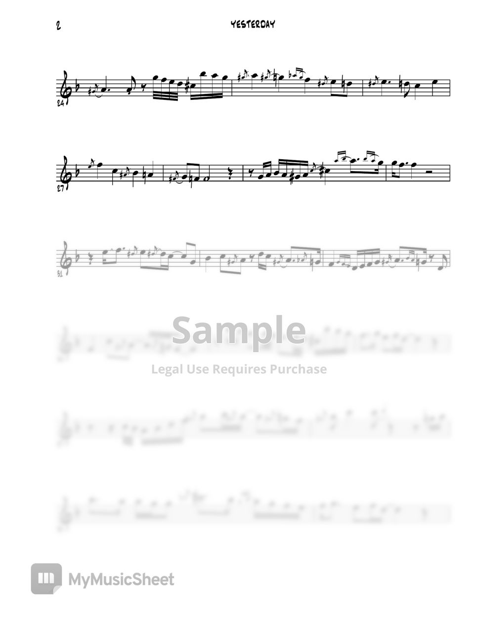 Yesterday The Beatles (Alto Sax) Sheets by Ismael Dorado