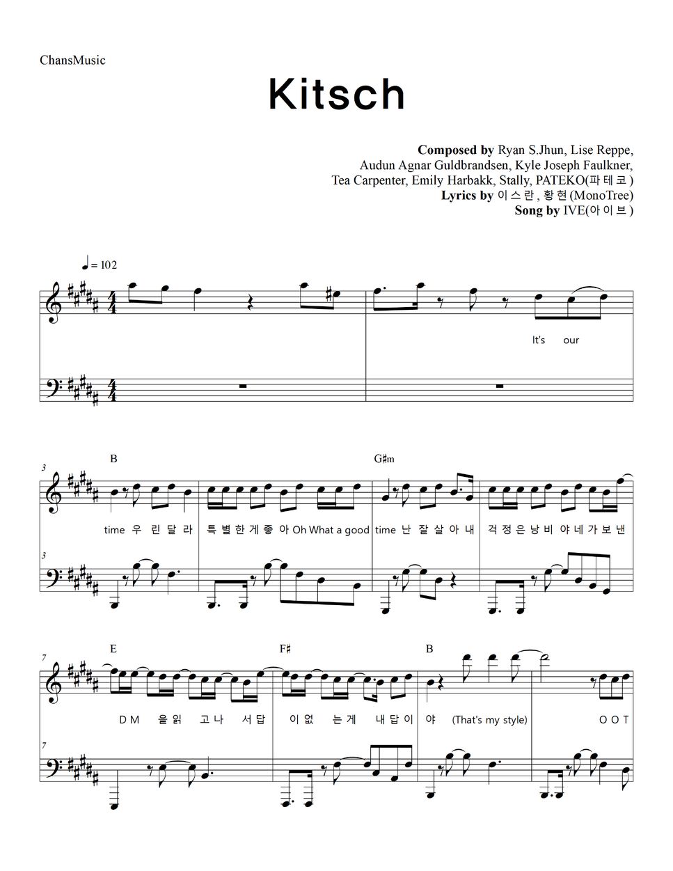 IVE - Kitsch (Easy Version) Sheets By ChansMusic