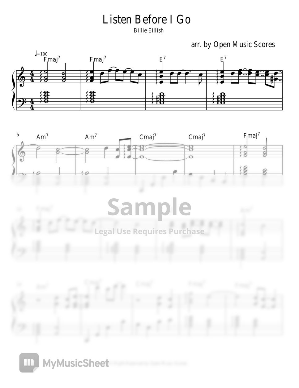 Billie Eilish Listen before I Go Sheets by Open Music Scores