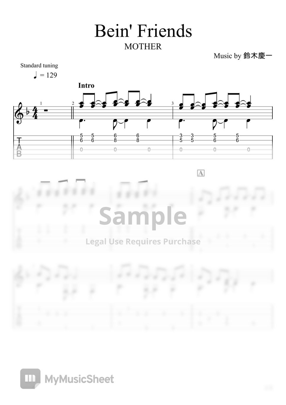 EarthBound Bein'Friends (Fingerstyle) Sheets by u3danchou