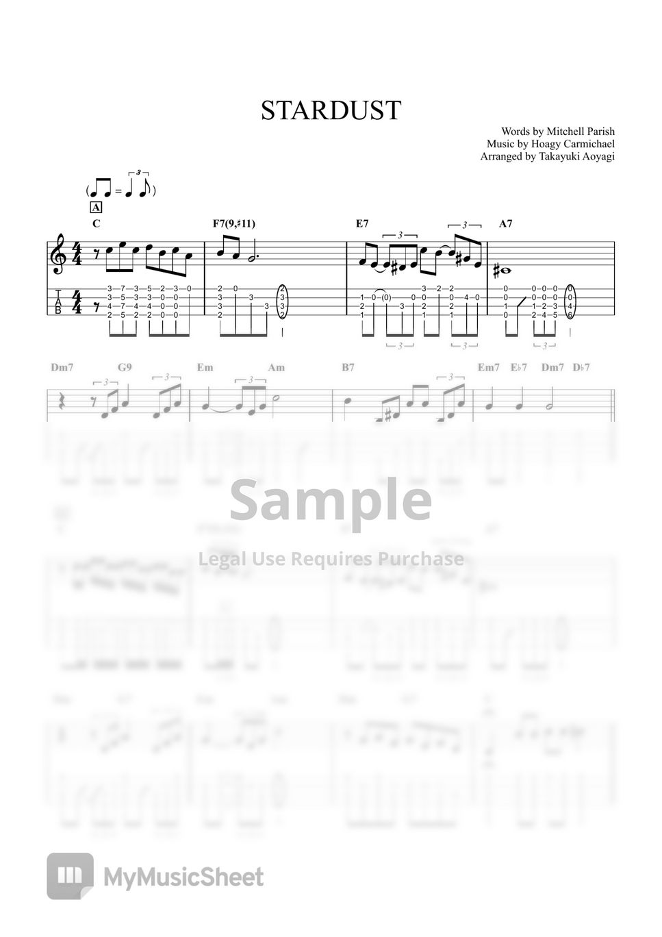 Hoagy Carmichael - Stardust Tab + 1staff by Takayuki Aoyagi