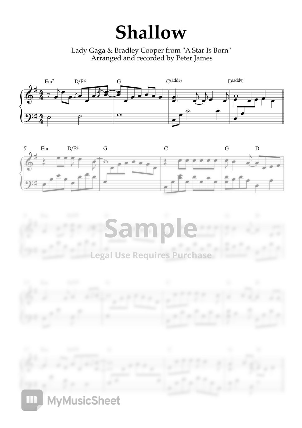 "Shallow" from  "A Star Is Born" - Piano Cover (Adagio) by Peter James