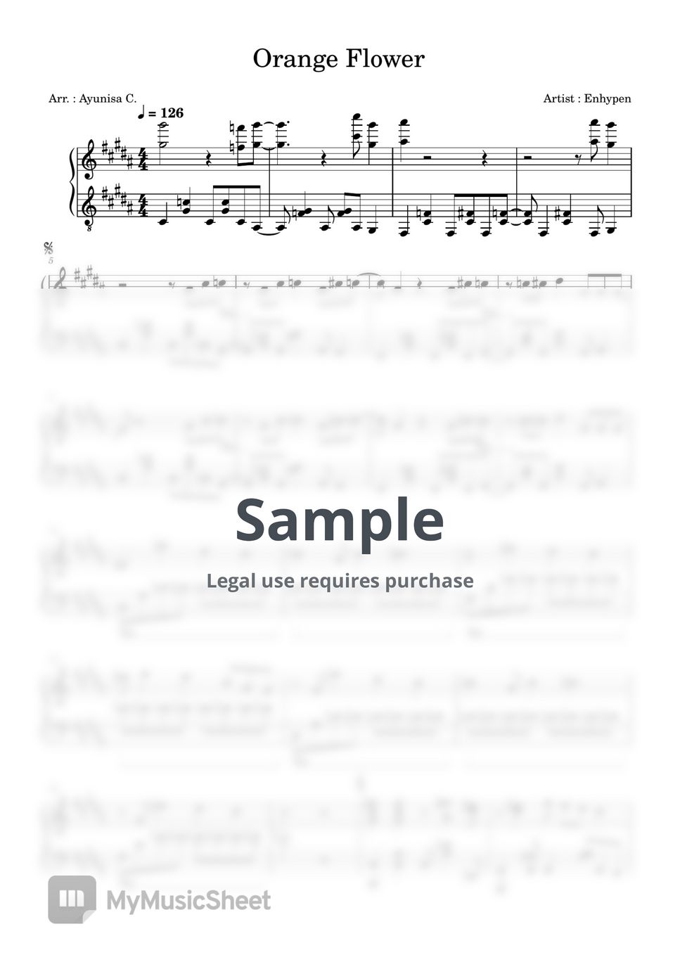 Enhypen orange flower (You Complete Me) (with midi) 악보 by Ayunisa C.