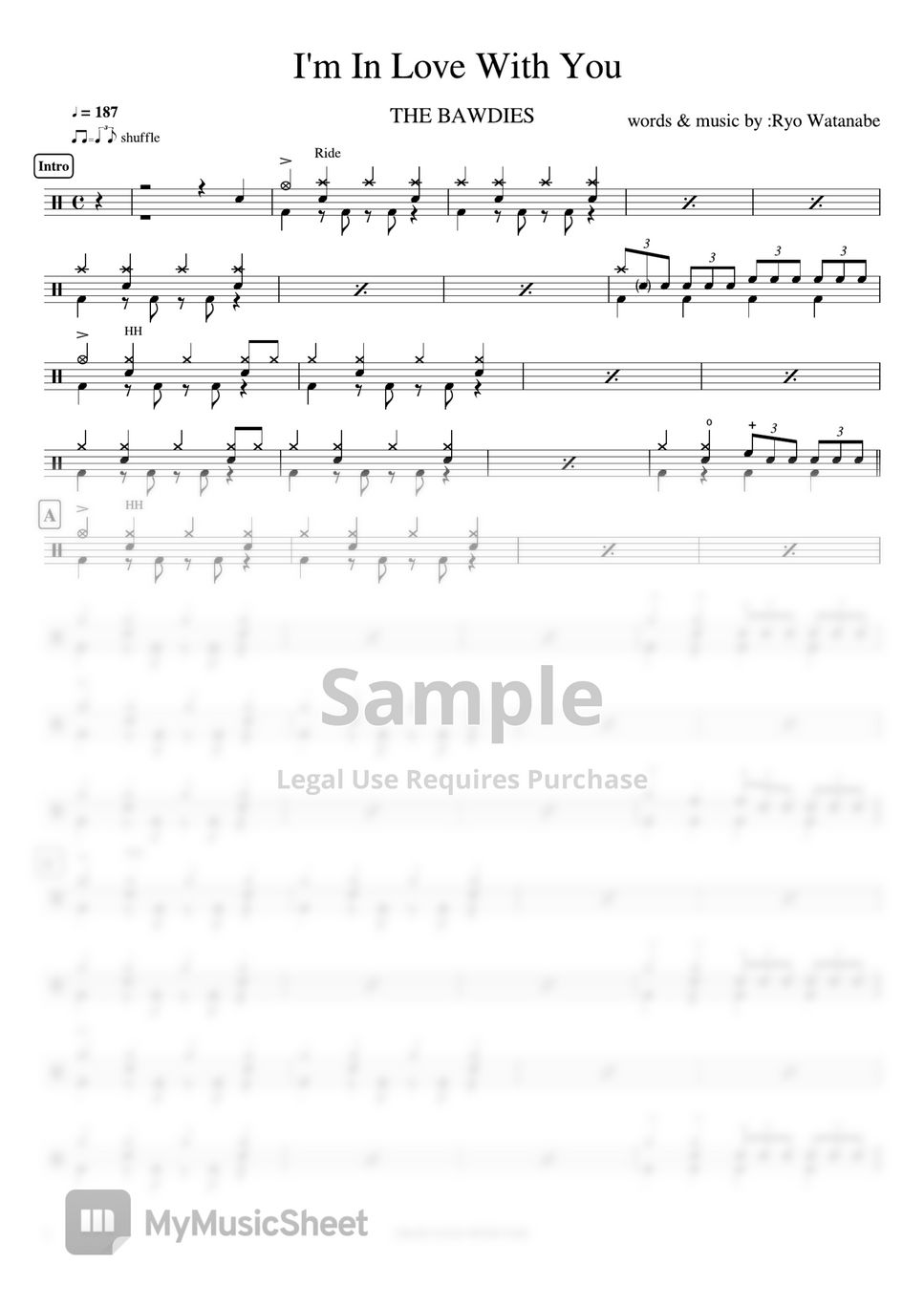 the-bawdies-i-m-in-love-with-you-by-cookai-s-j-pop-drum-sheet-music