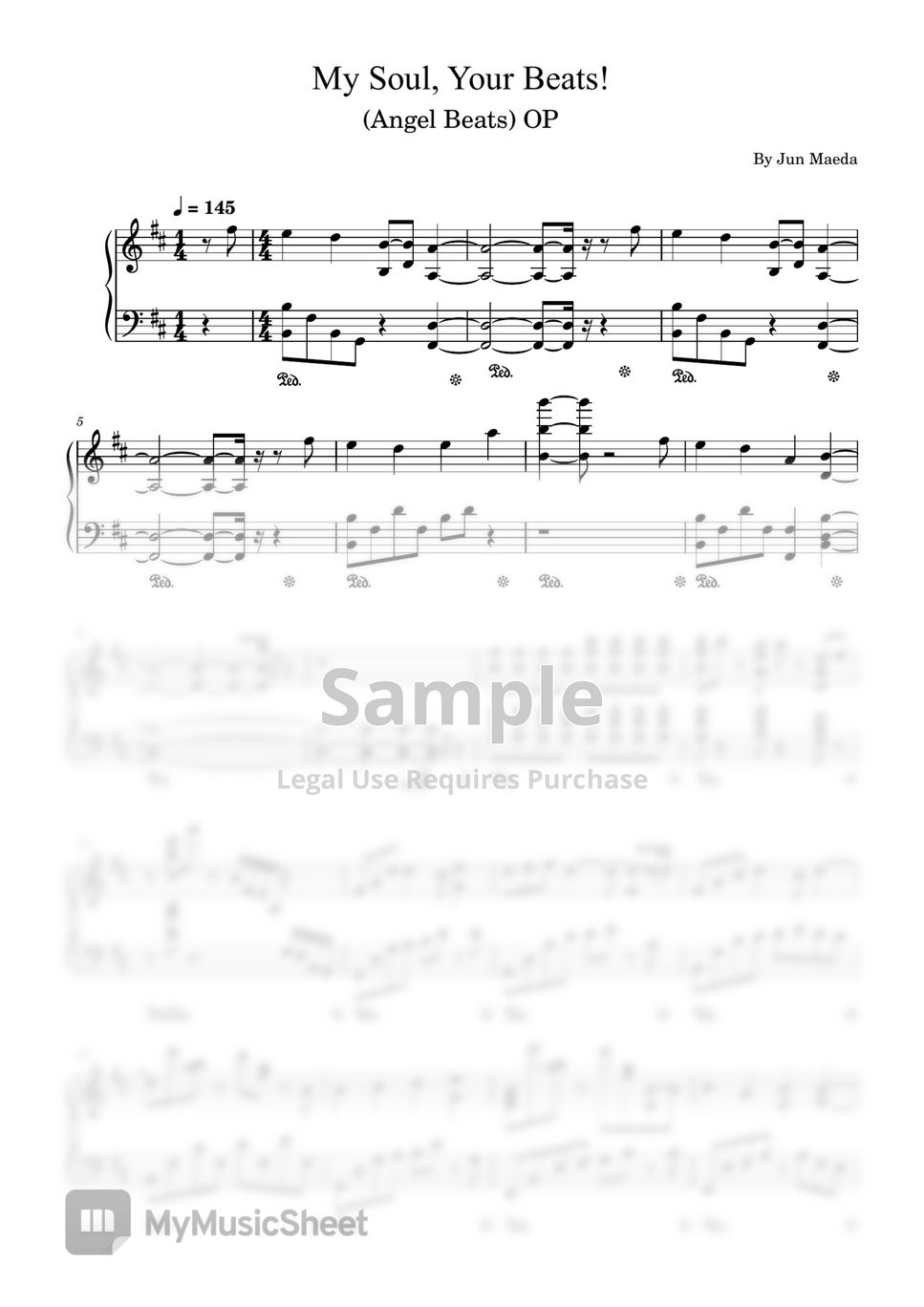 Jun Maeda - My Soul, Your Beats! (天使的心跳(Angel Beats) OP,Piano Solo Sheet Music) by poon