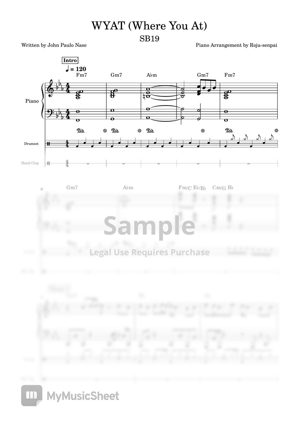 Sb19 Wyat Where You At Piano Drums Sheet Music With Midi And Mscz 악보 By Roju Senpai 6908