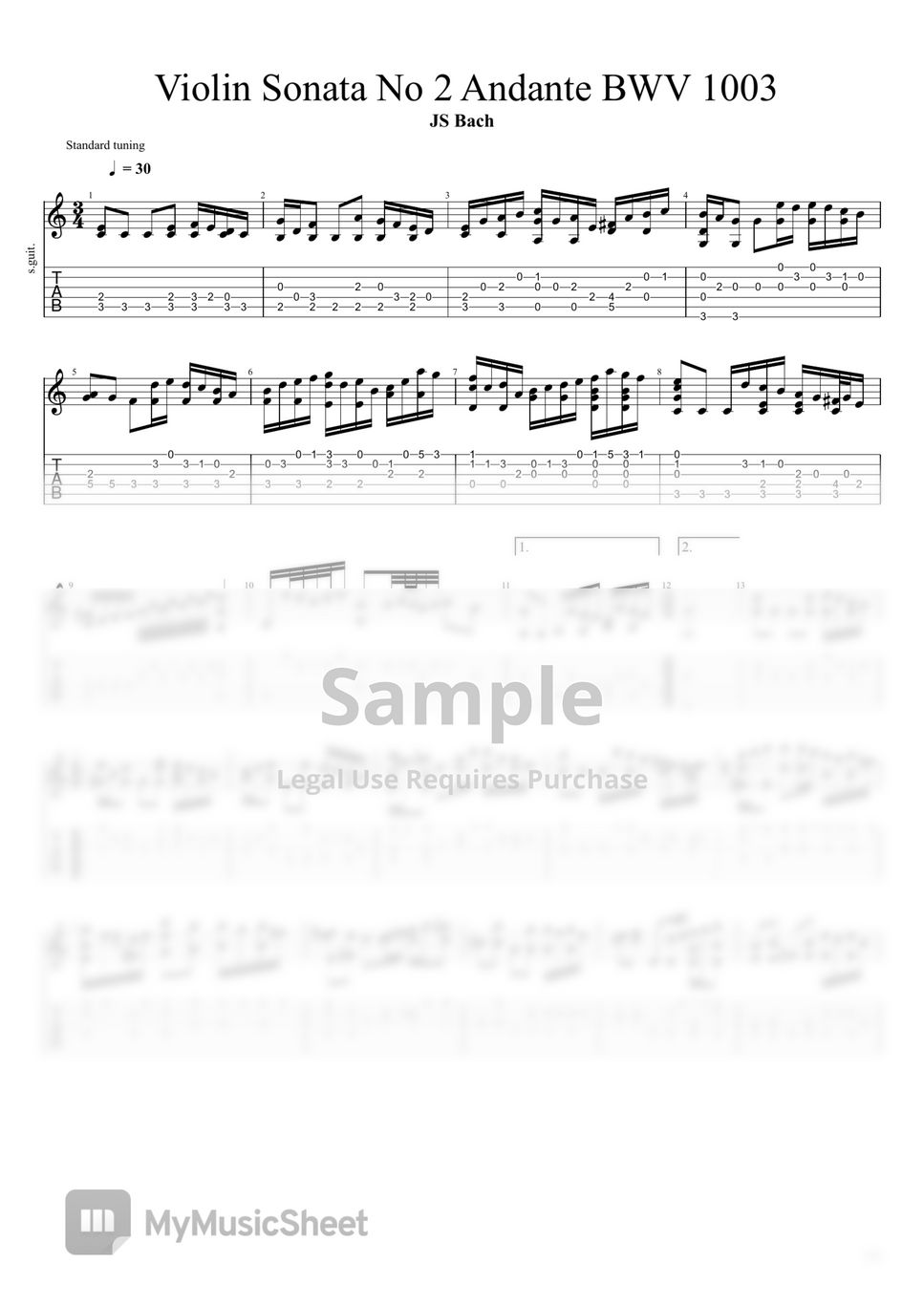 Bach - Violin Sonata Andante BWV 1003 by Nico Music
