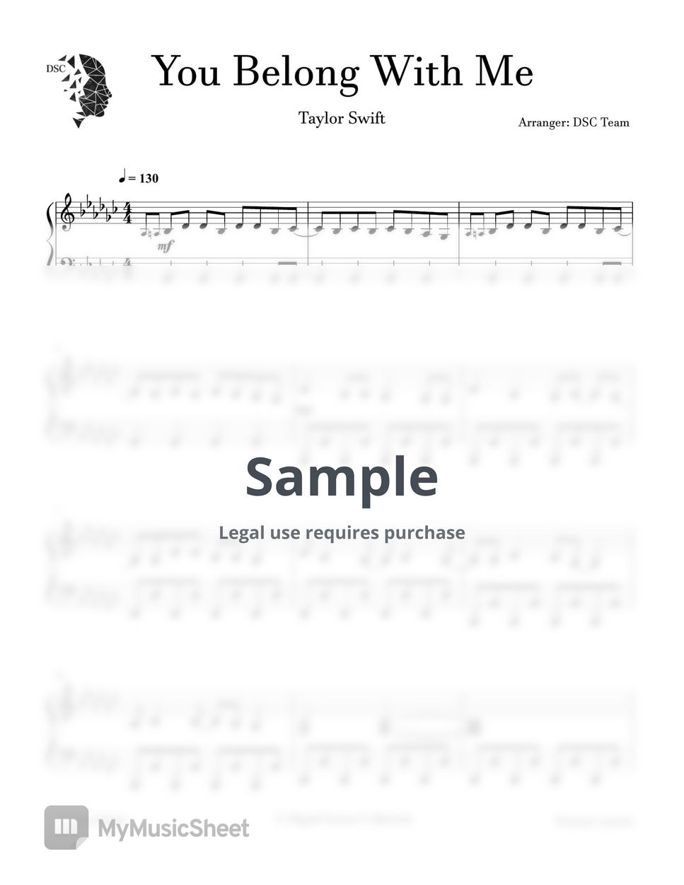 Taylor Swift ft. Liz Rose - You Belong With Me by Digital Scores Collection