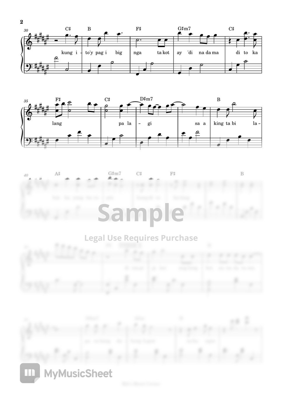 Moira dela Torre - Dito Ka Lang piano sheet music by Mel's Music Corner