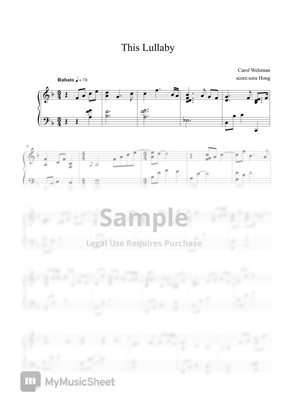 Carol Welsman This Lullaby Sheets by sora Hong