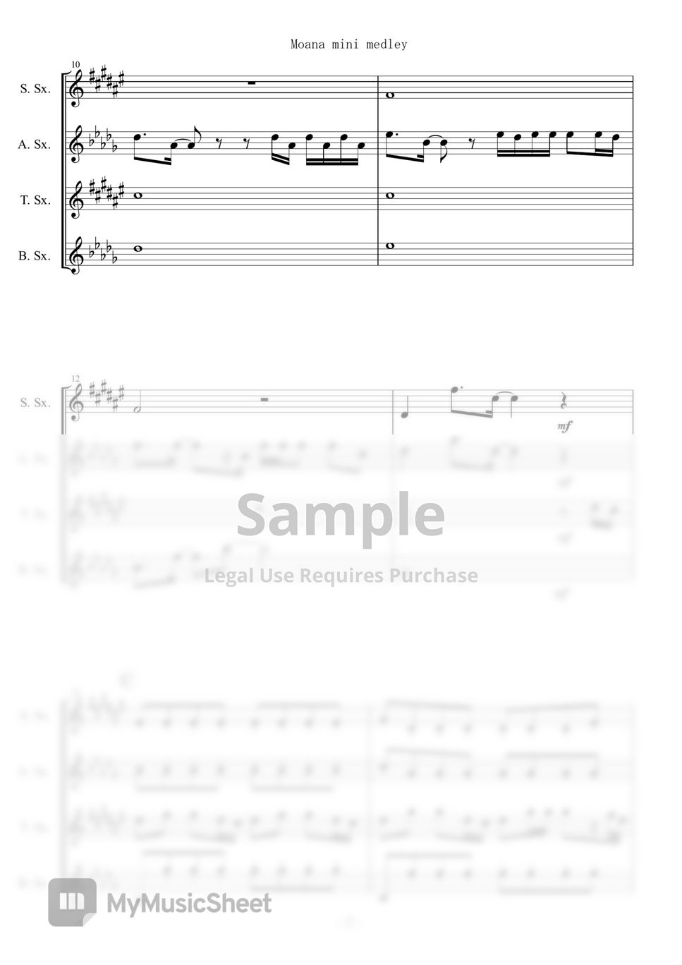 Moana - Mini Medley (Sax Quartet) by muta-sax