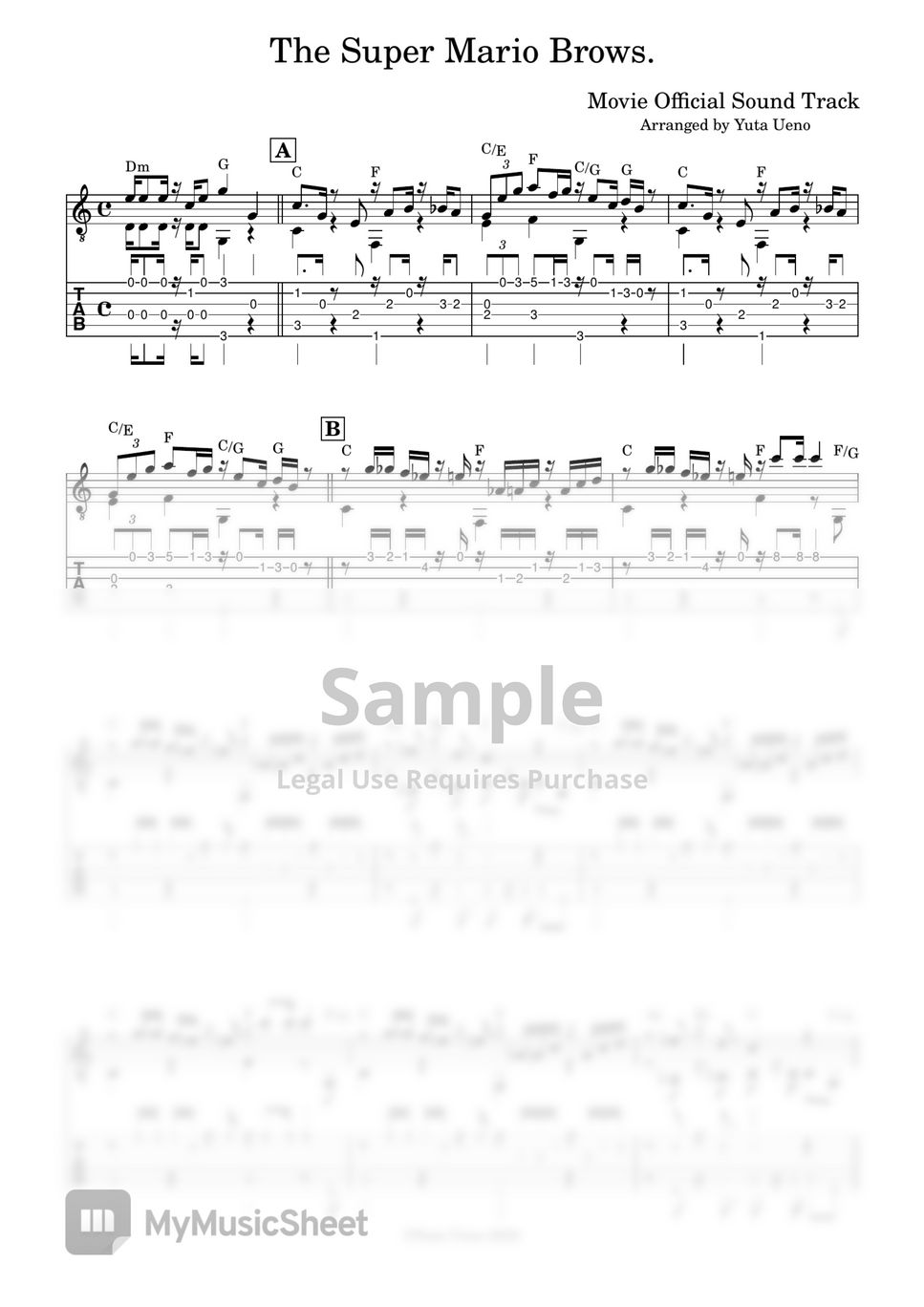 the-super-mario-bros-super-mario-theme-fingerstyle-tab-1staff-by