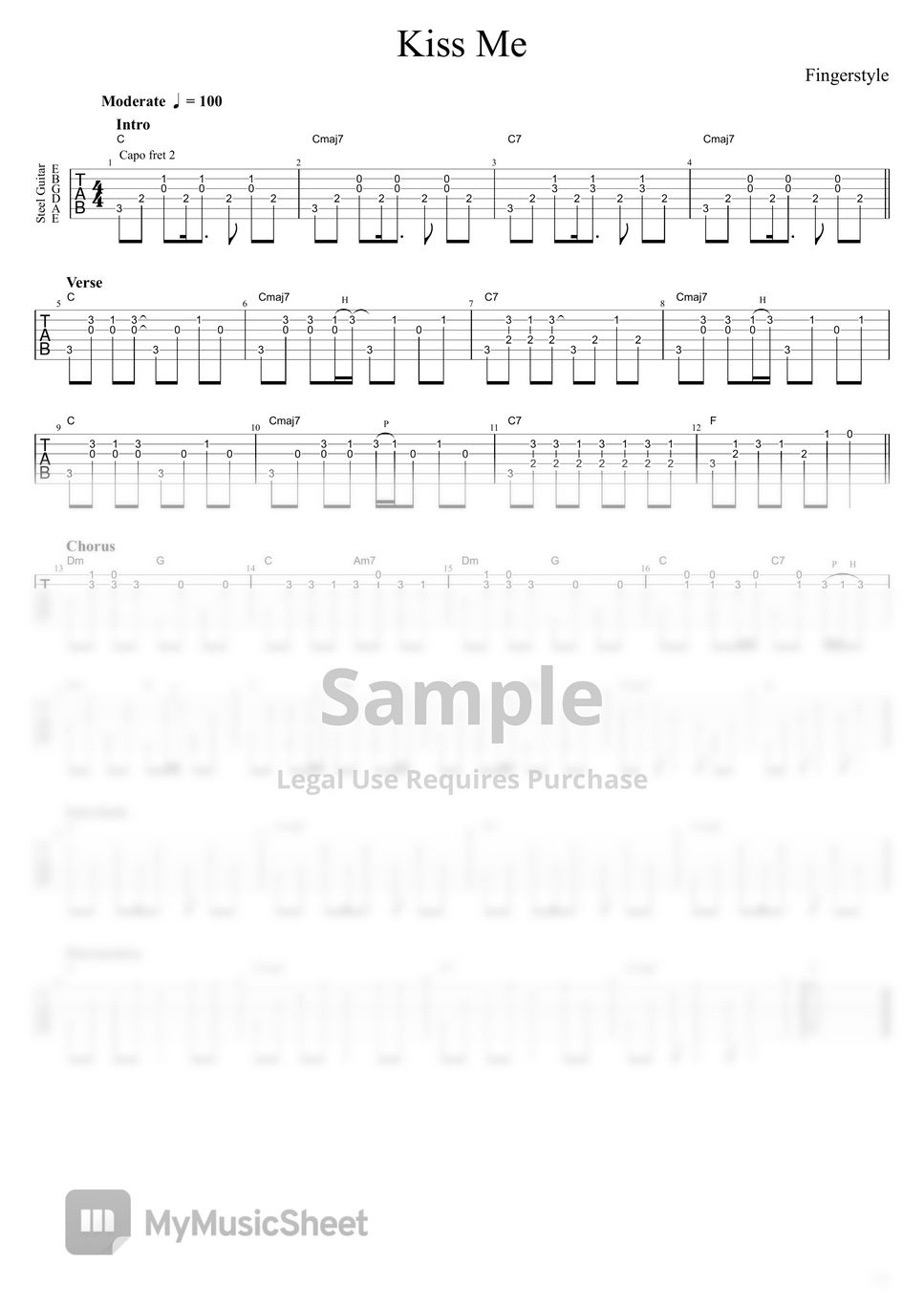 Sixpence None the Richer Kiss Me (Fingerstyle) Sheets by Scott