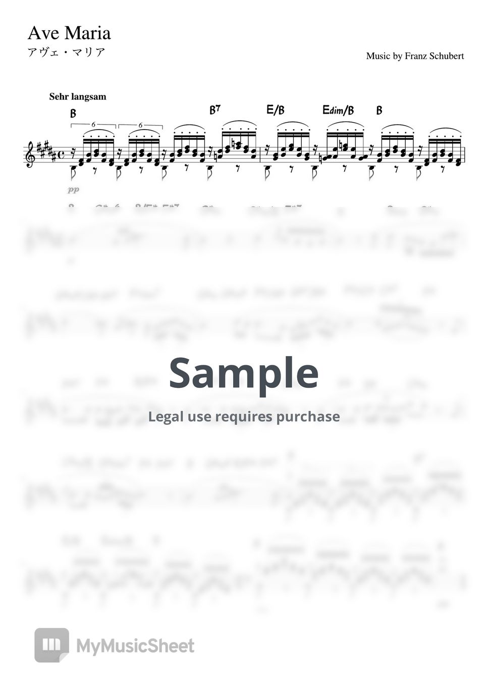 Fr.Schubert Ave Maria (H・Melody chord) Sheets by pfkaori