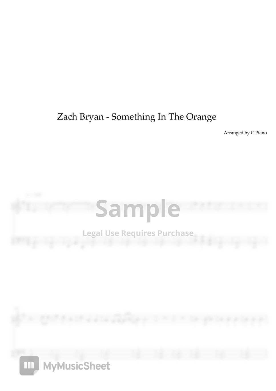 Zach Bryan Something In The Orange (Easy Version) Sheets by C Piano