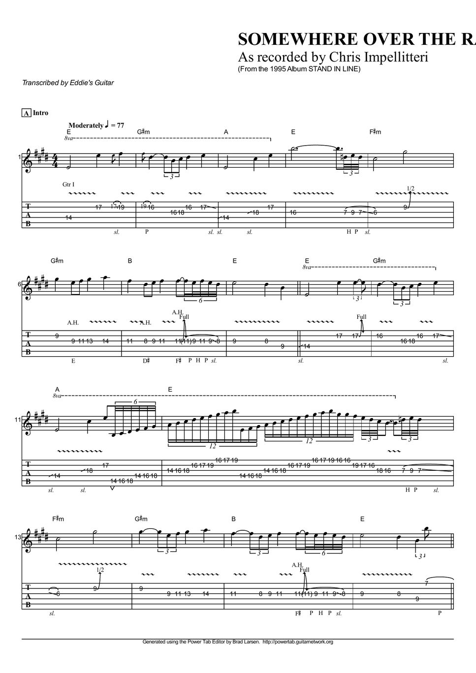 Impellitteri somewhere over the rainbow hoja