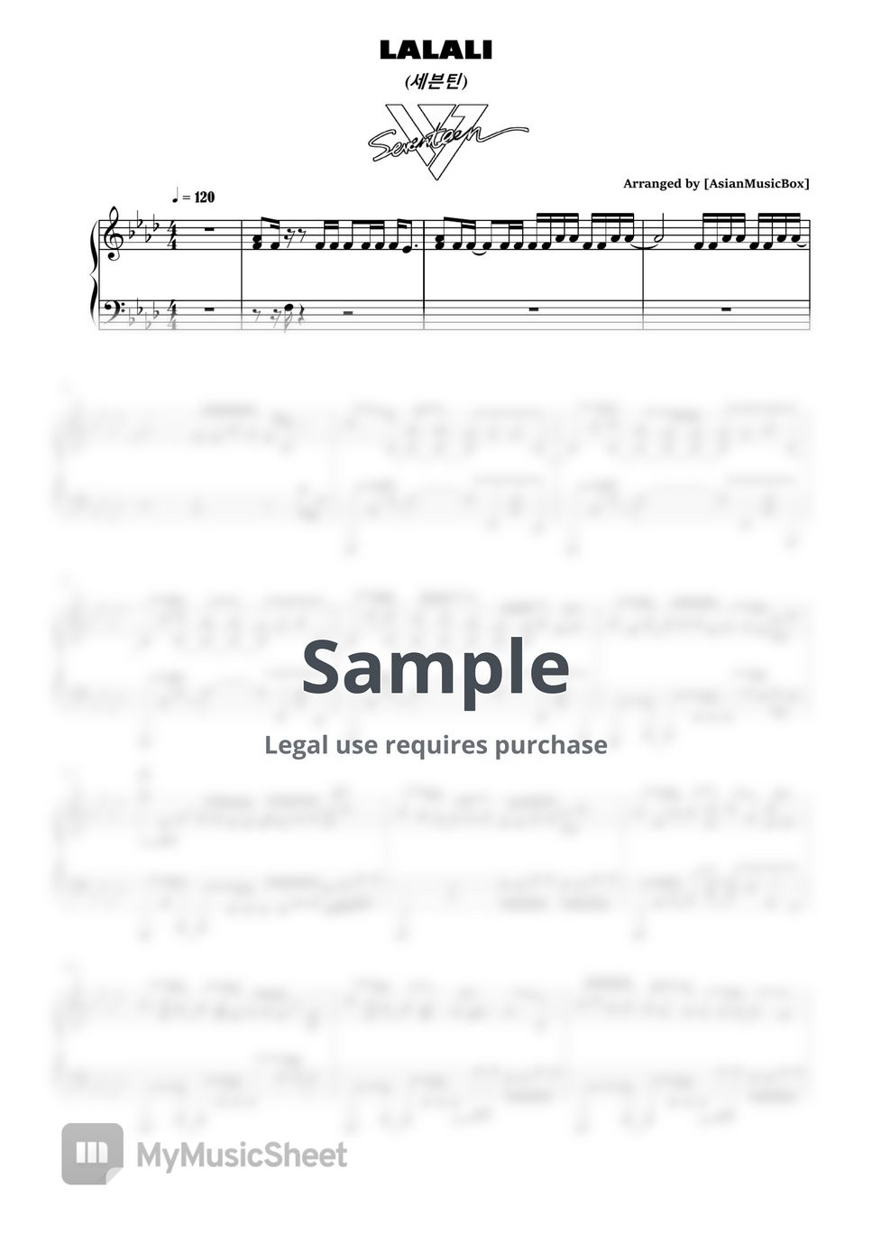 SEVENTEEN - LALALI (Sheet, MIDI, MultiTracks & WAV) Sheets by AsianMusicBox