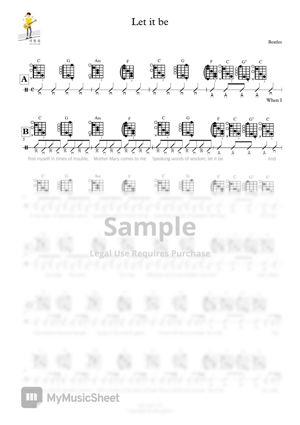 비틀즈 - Let It Be (Guitar TAB) Sheets by 서동욱