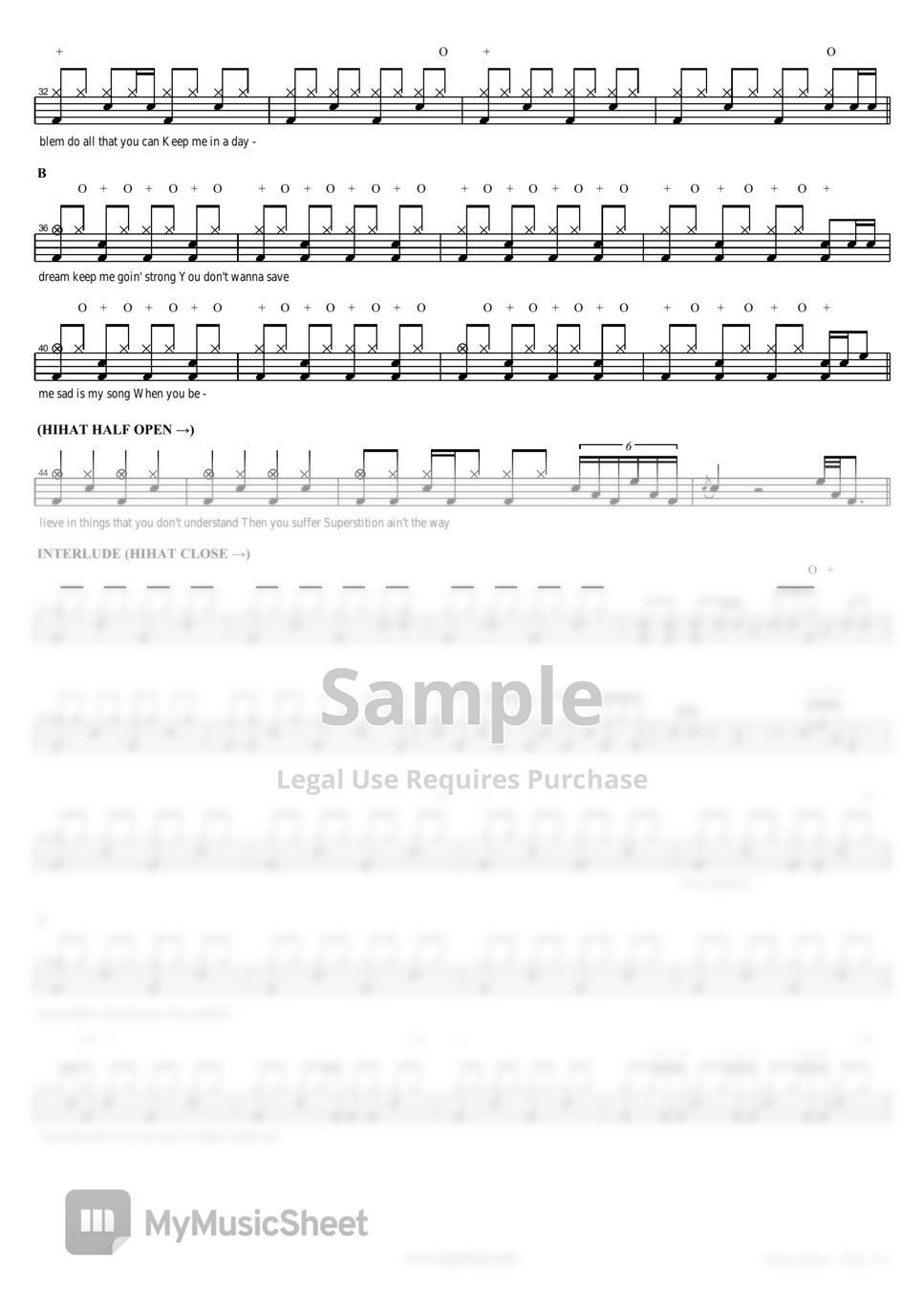 Phil X & The Drills Superstition Sheets by COPYDRUM
