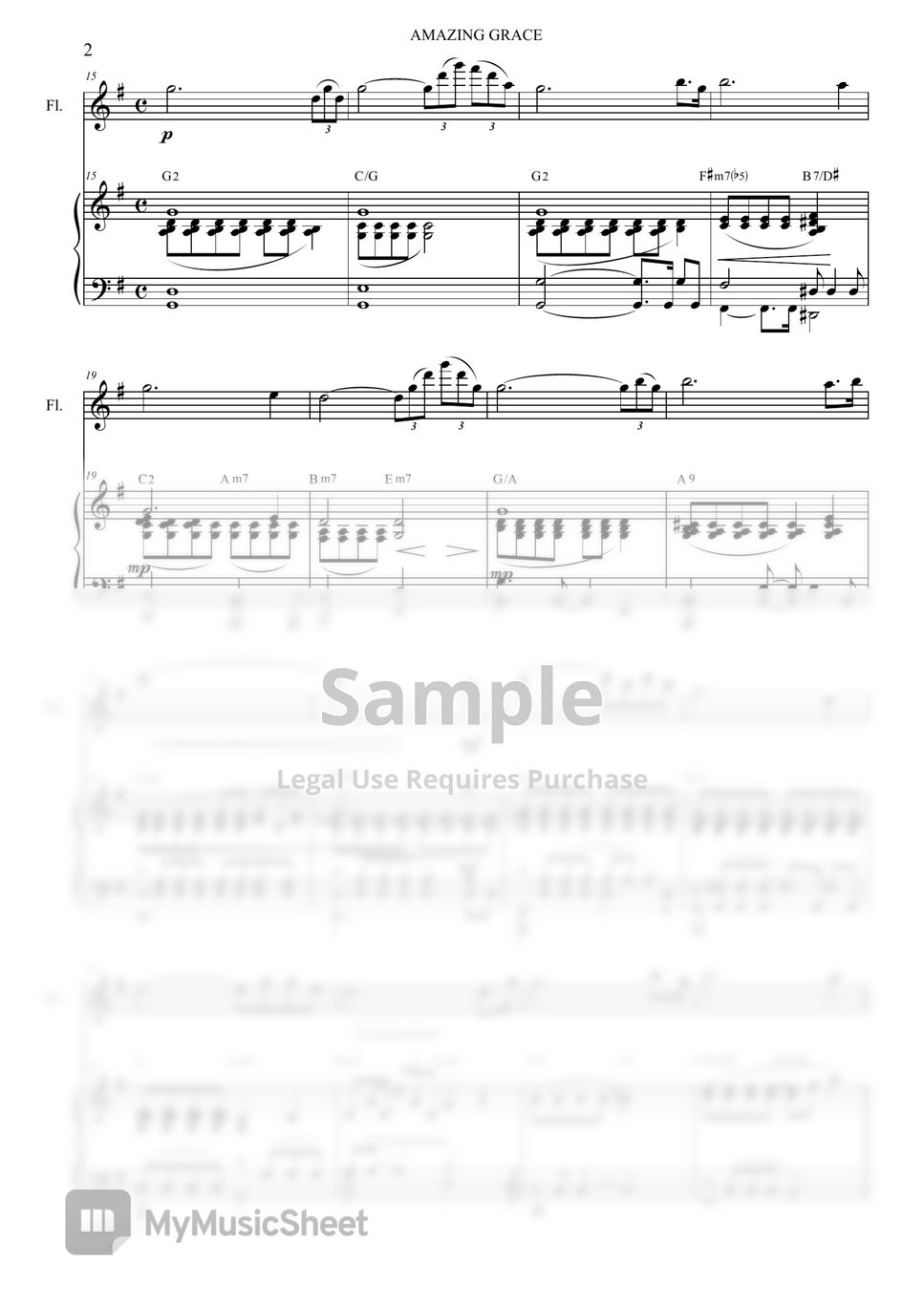 John Newton - Amazing Grace Duet For Fl.& Pno .(나 같은 죄인 살리신 듀엣-플룻,피아노)  Sheets By Sora Hong