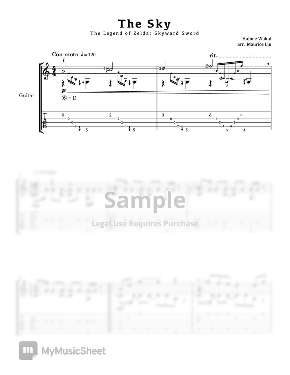 The Legend of Zelda Skyward Sword The Sky (Hajime Wakai) Tab