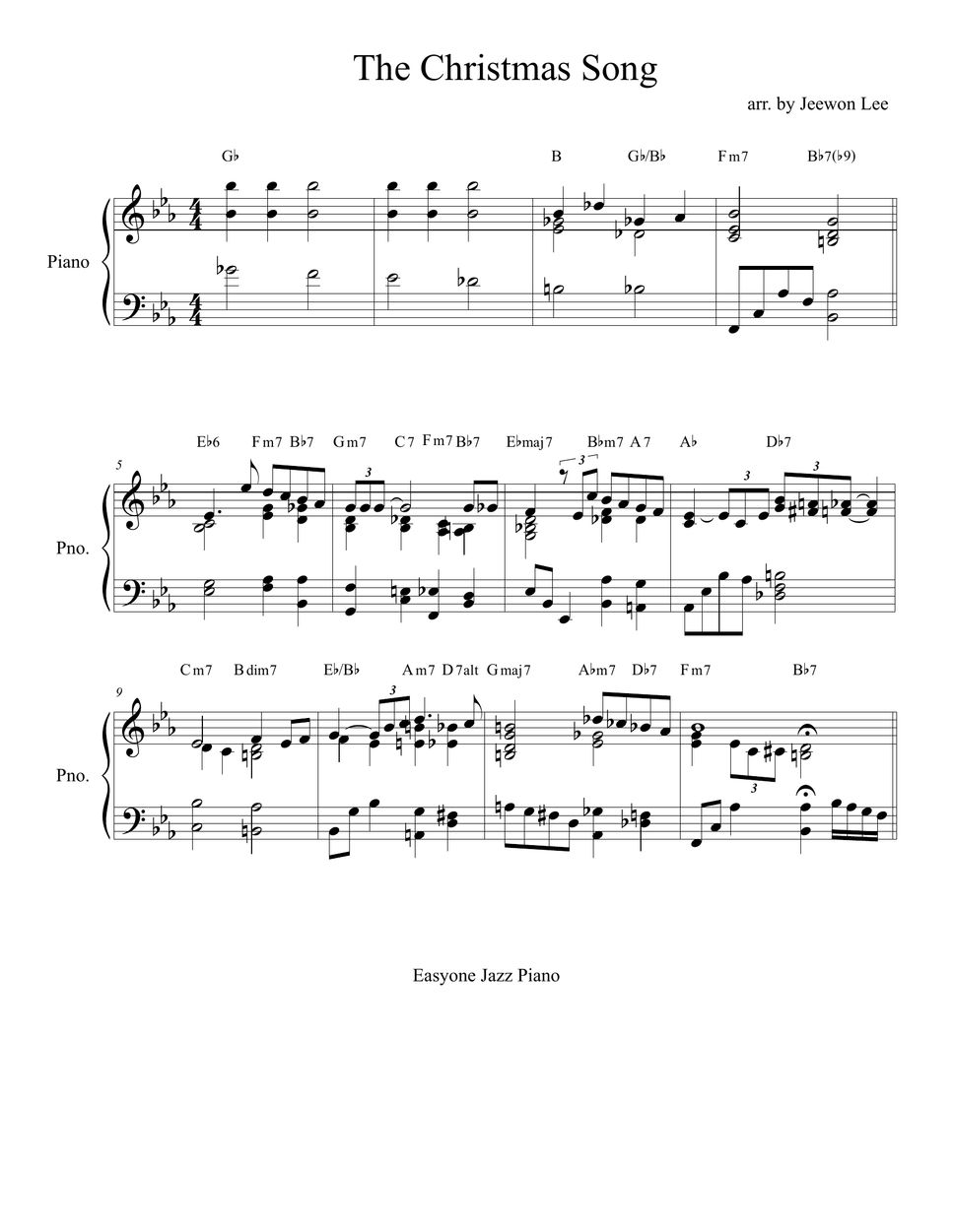 Robert wells the christmas song jazz piano music by jeewon lee