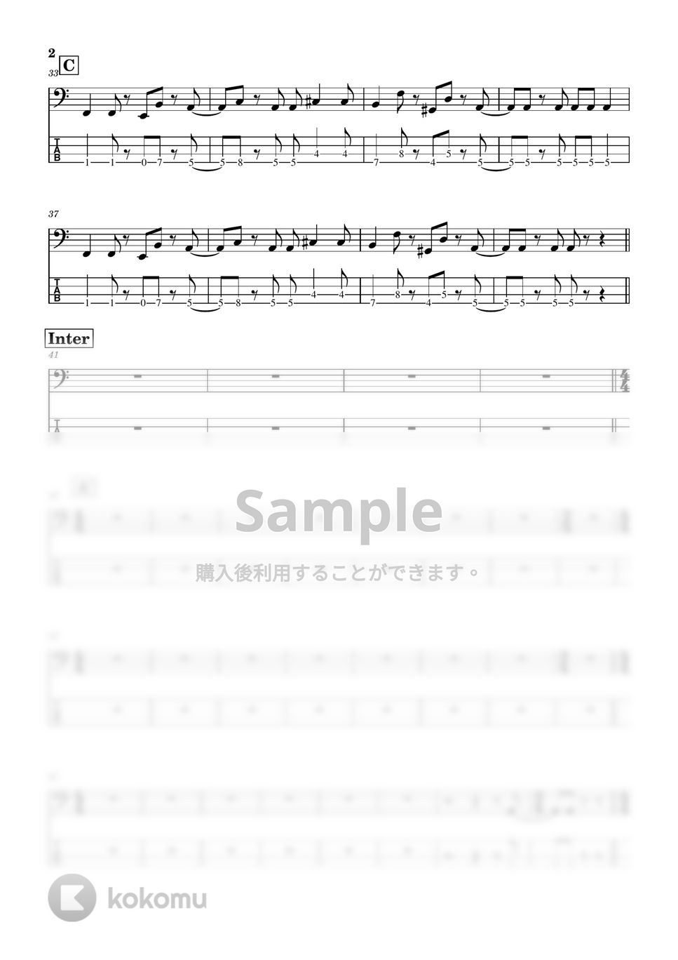 米津玄師 - 死神 (4弦Ver. / Bass tab譜) by Zeo