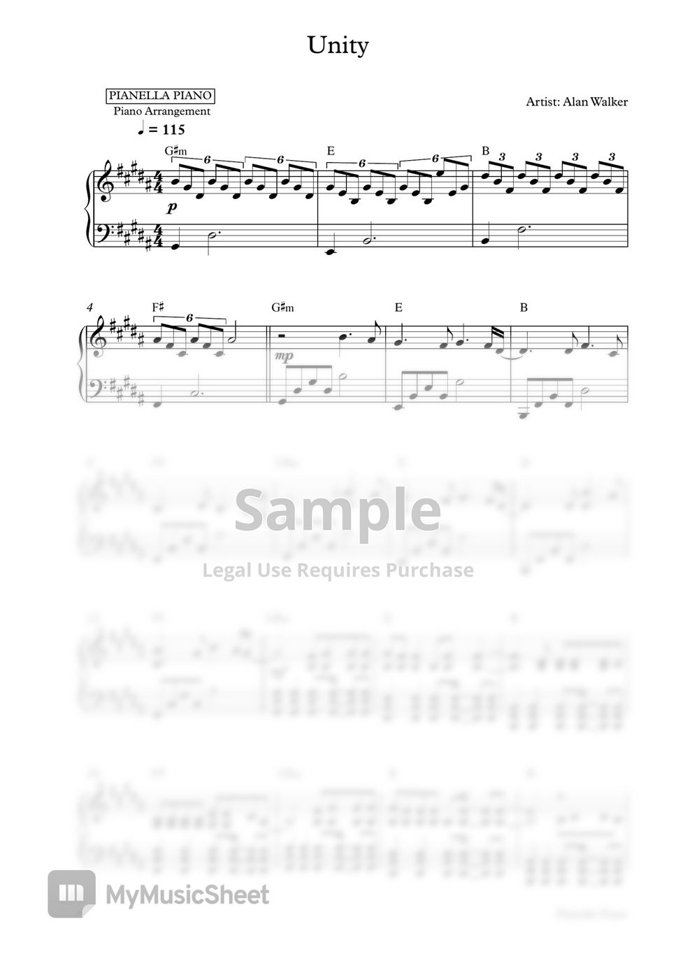 Alan Walker - Unity (Piano Sheet) by Pianella Piano