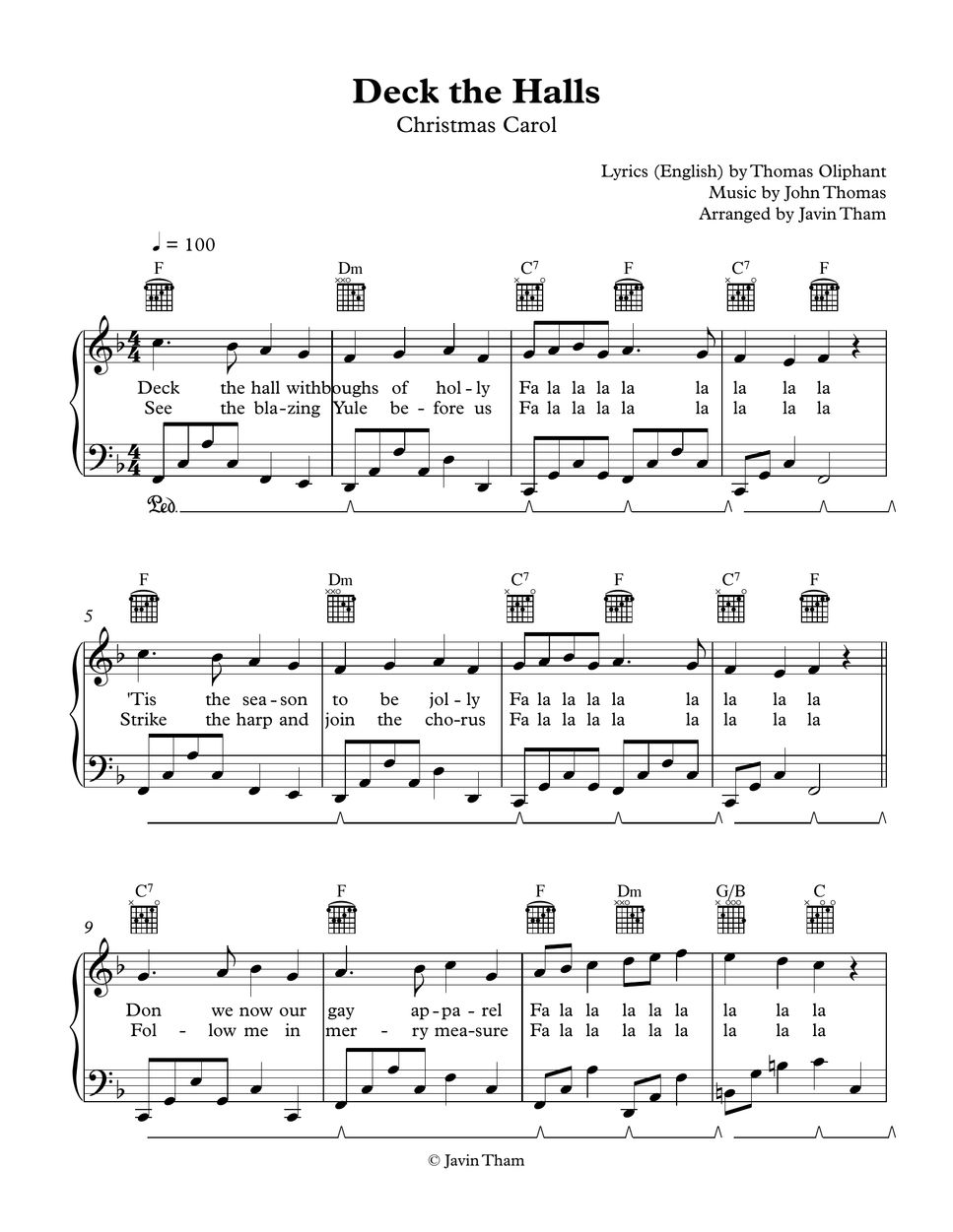 Deck The Halls Sheet by Javin Tham