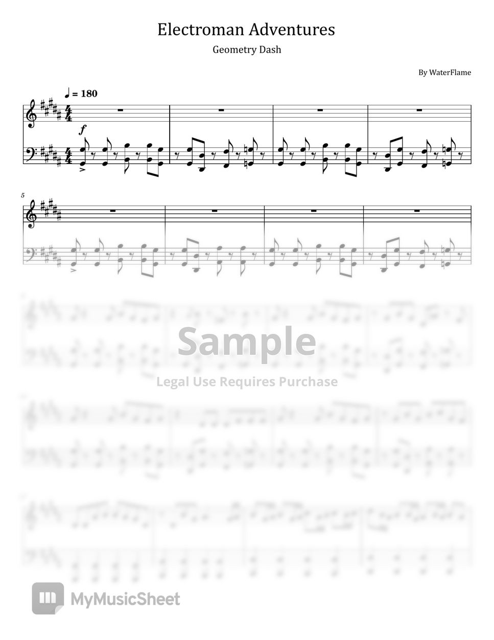 Geometry dash electroman adventures for piano solo partitura by poon
