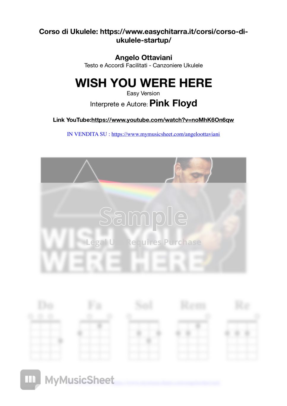 Pink Floyd - Wish You Were Here by Ukulele