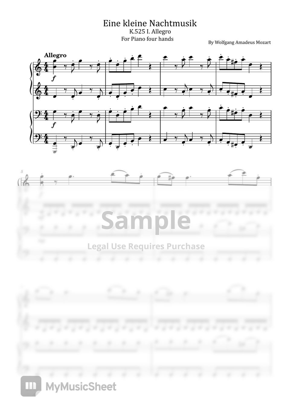 Wolfgang Amadeus Mozart - Eine kleine Nachtmusik - K.525 (For Piano four hands) by poon