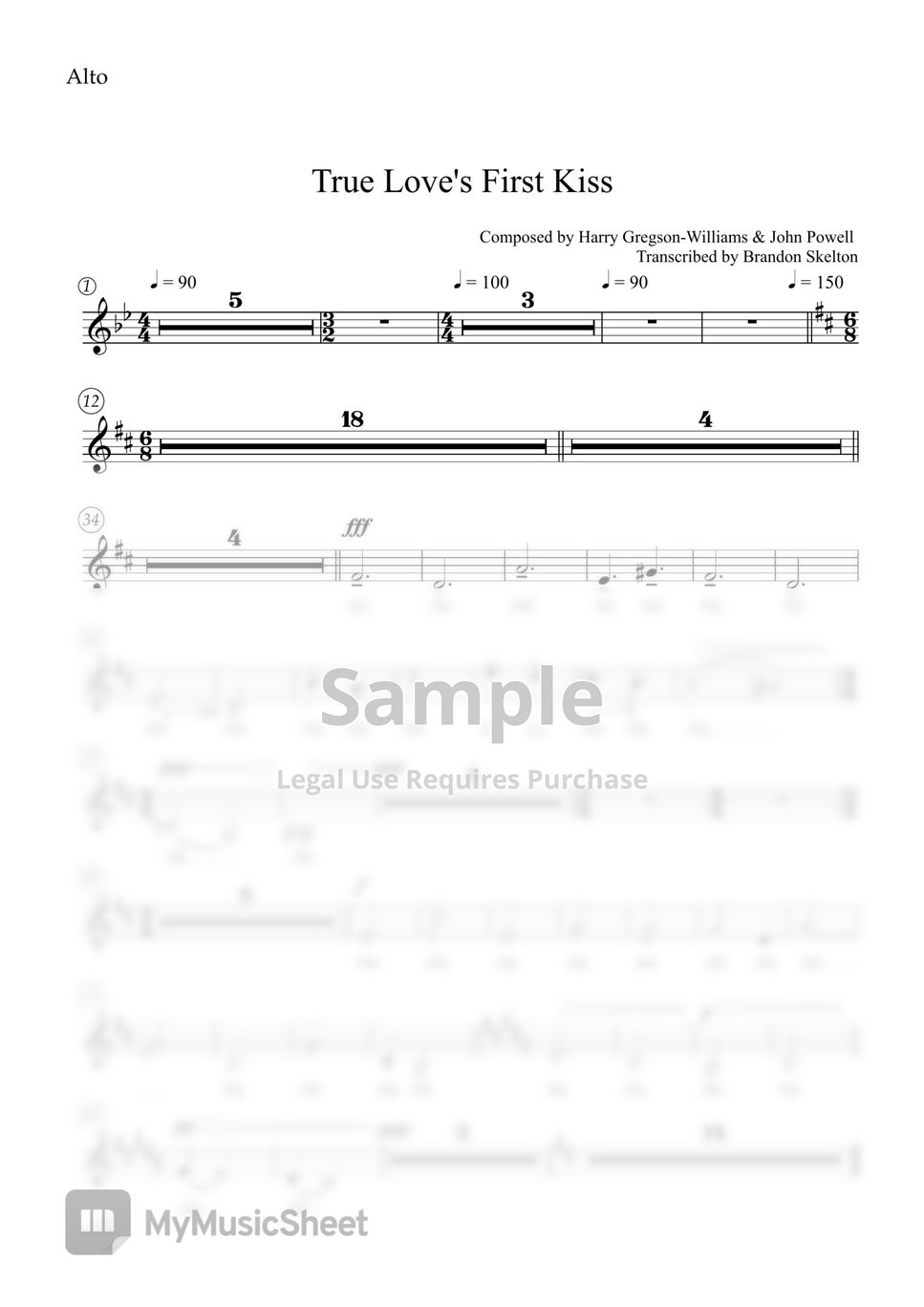 Shrek (True Love's First Kiss) Sheet Music by Harry Gregson-Williams, John  Powell for Solo