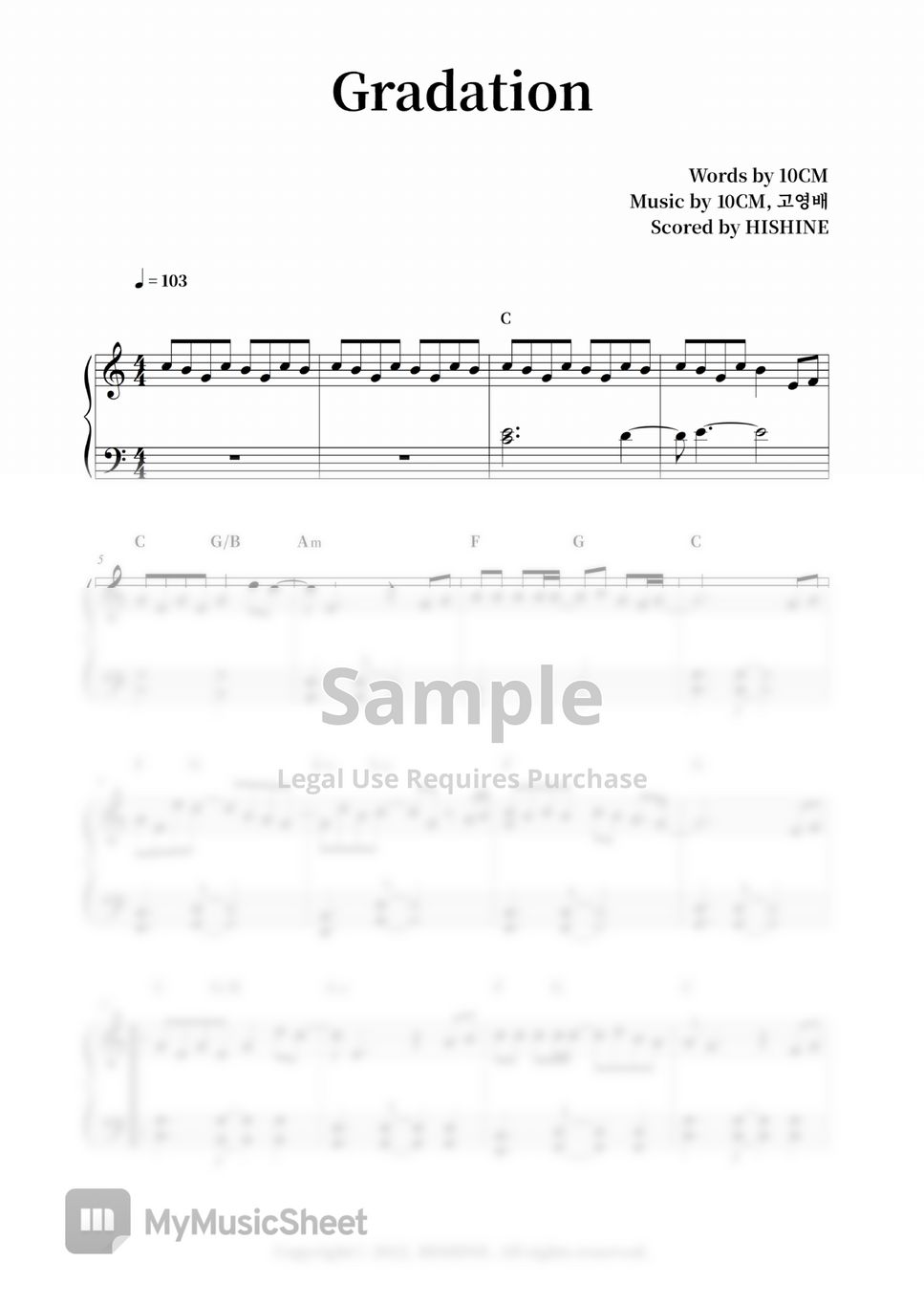 10CM Gradation (with easy key) Sheets by HISHINE