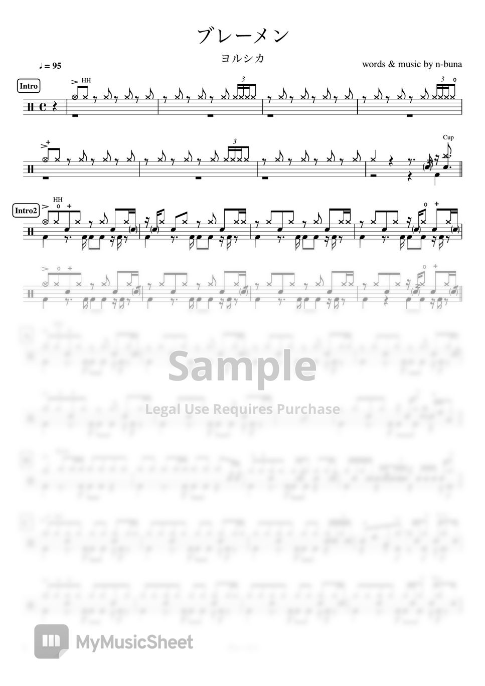 yorusika-bremen-sheets-by-cookai-s-j-pop-drum-sheet
