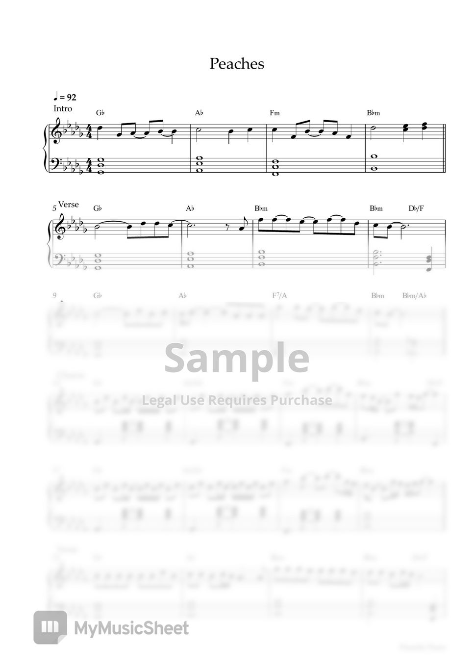 Peaches – Jack Black Peaches Sheet music for Piano (Solo)