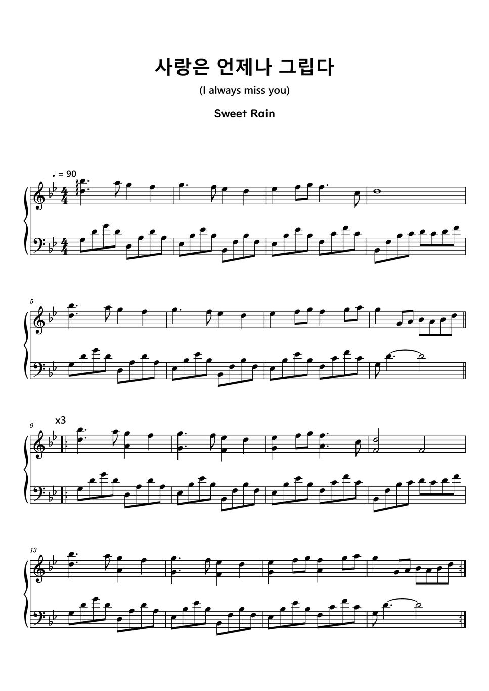 Sweet rain i always miss you sheet music midi