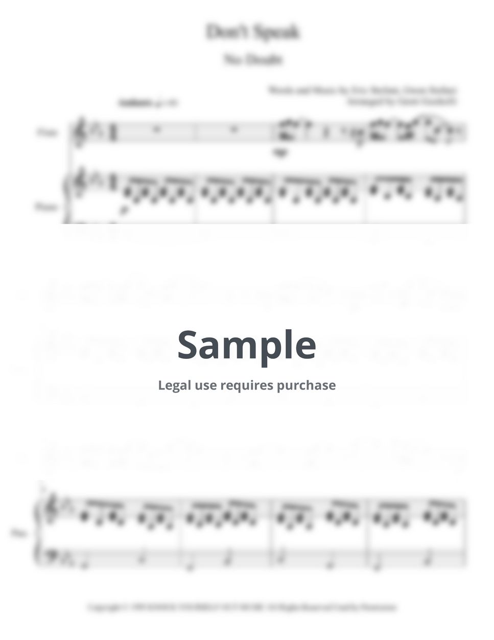 No Doubt Don't Speak (Flute Solo with Piano Sheets by Genti Guxholli