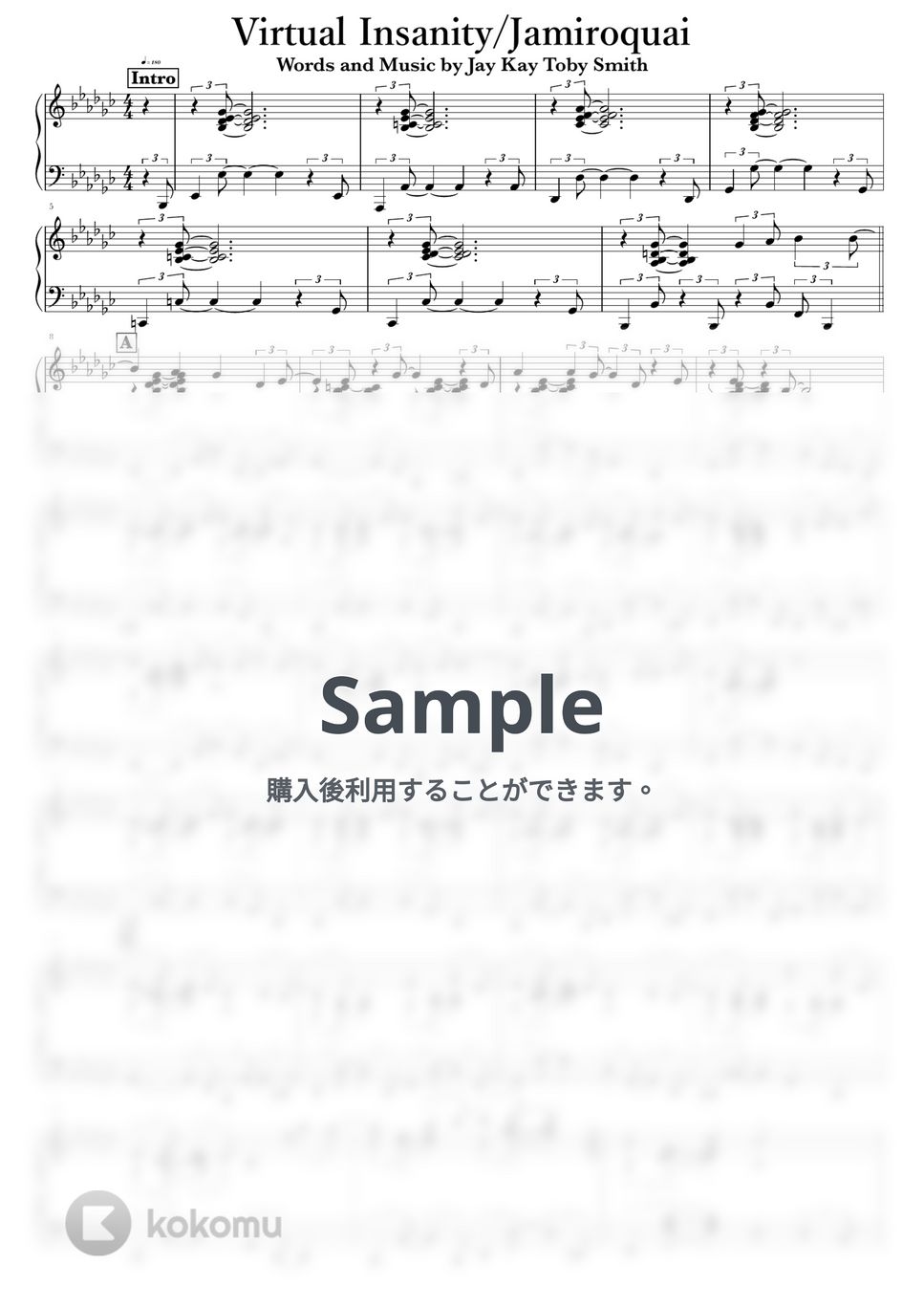 Jamiroquai - Virtual 楽譜PDF | NOTES music | Kokomu