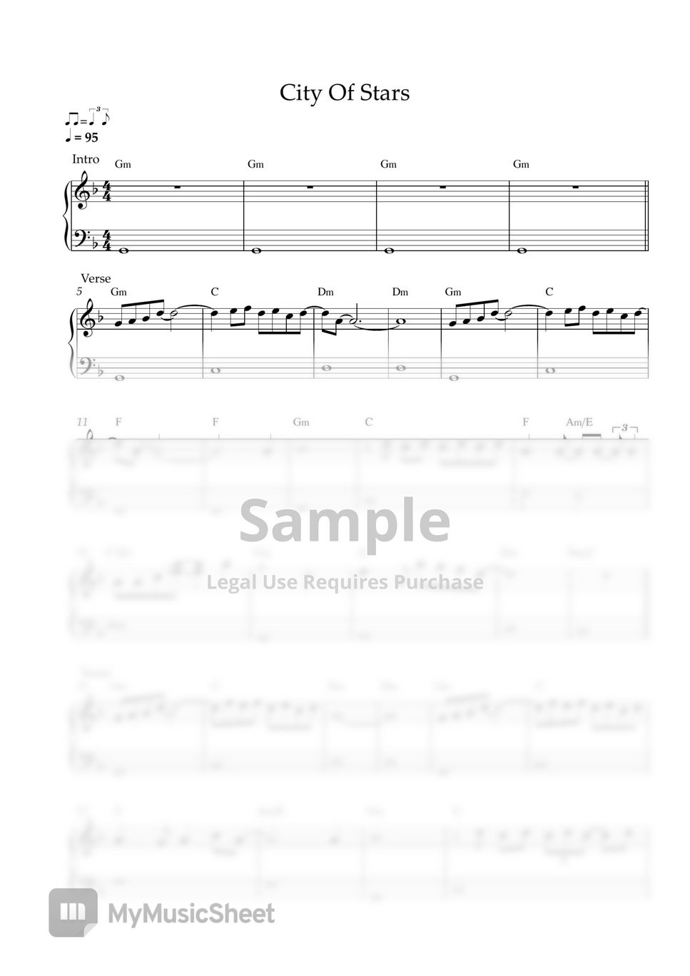 LA LA LAND City of Stars (EASY PIANO SHEET) Sheets by Pianella Piano