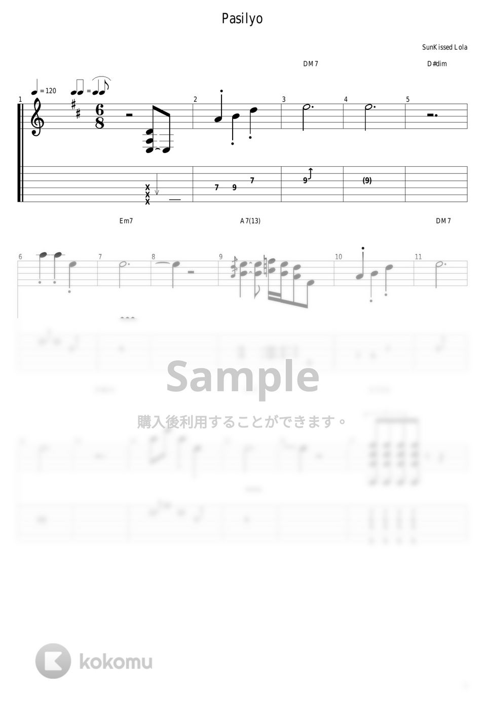 SunKissed Lola - Pasilyo タブ+五線譜 by guitar cover with tab