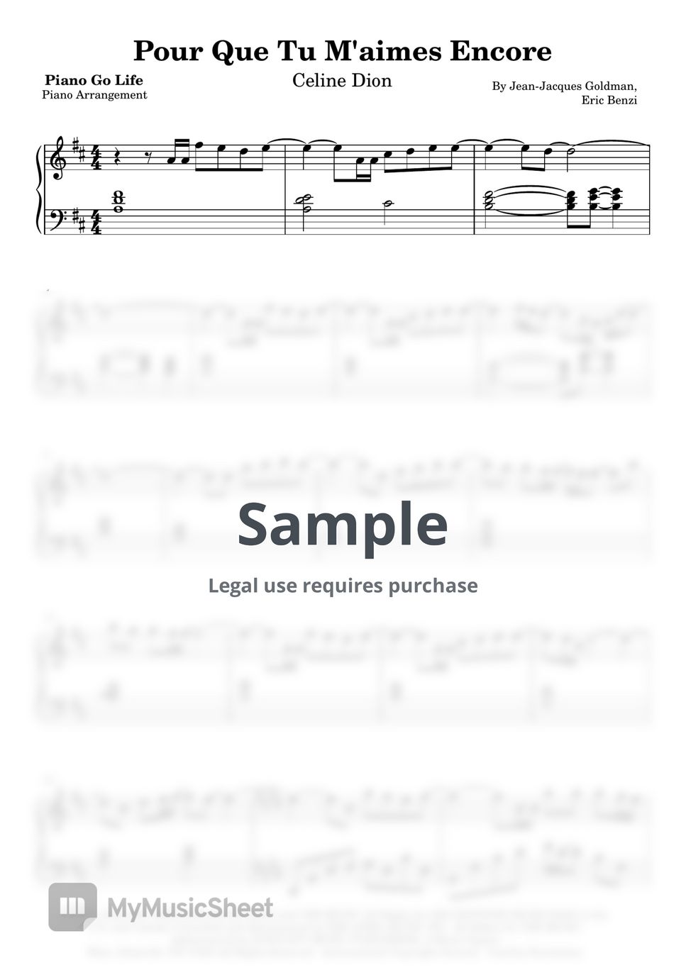 Céline Dion - Pour Que Tu M'aimes Encore by Piano Go Life