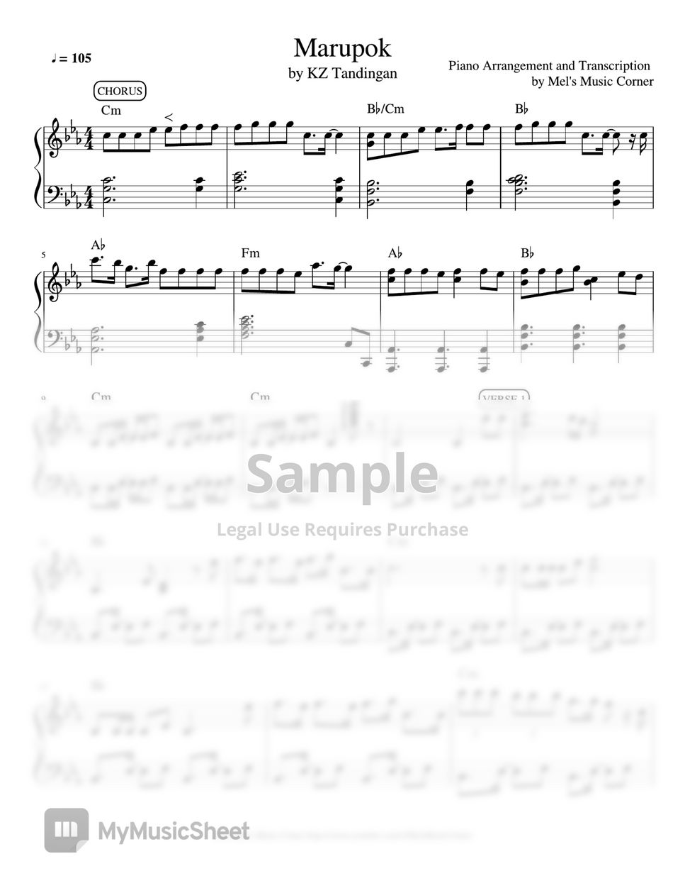 KZ Tandingan Marupok (piano sheet music) Sheets by Mel's Music Corner