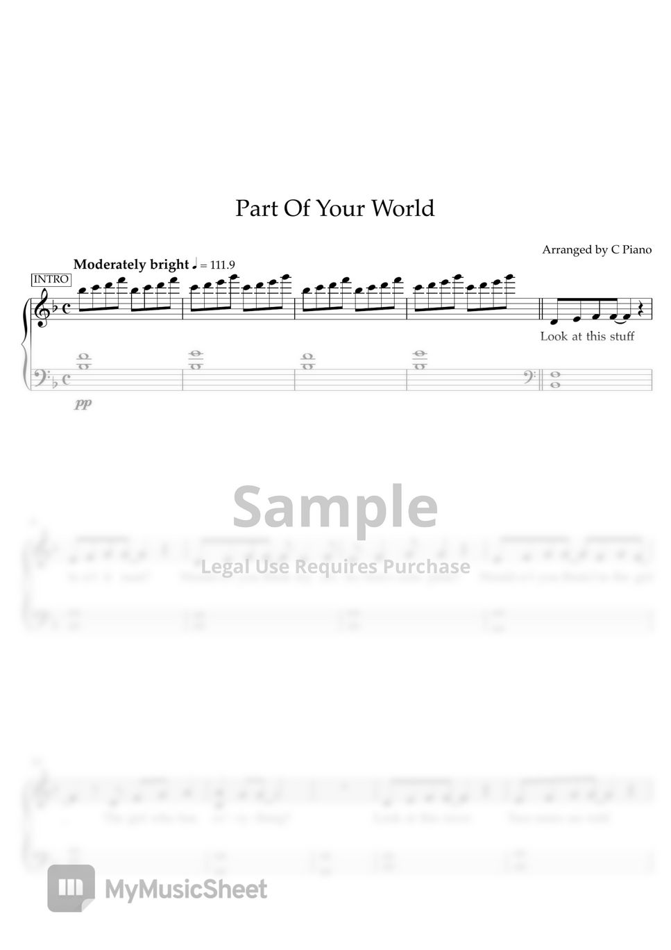 Halle - Part of Your World (Easy Version) by C Piano