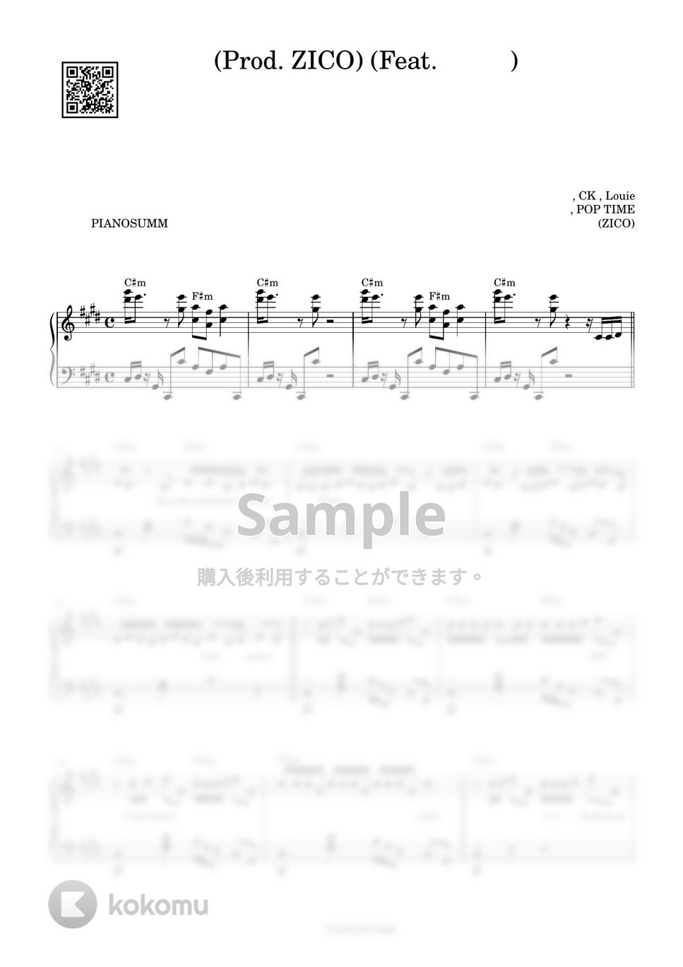 지코 (ZICO) - 새삥 (Prod. ZICO) (Feat. 호미들) (verse 1) by PIANOSUMM
