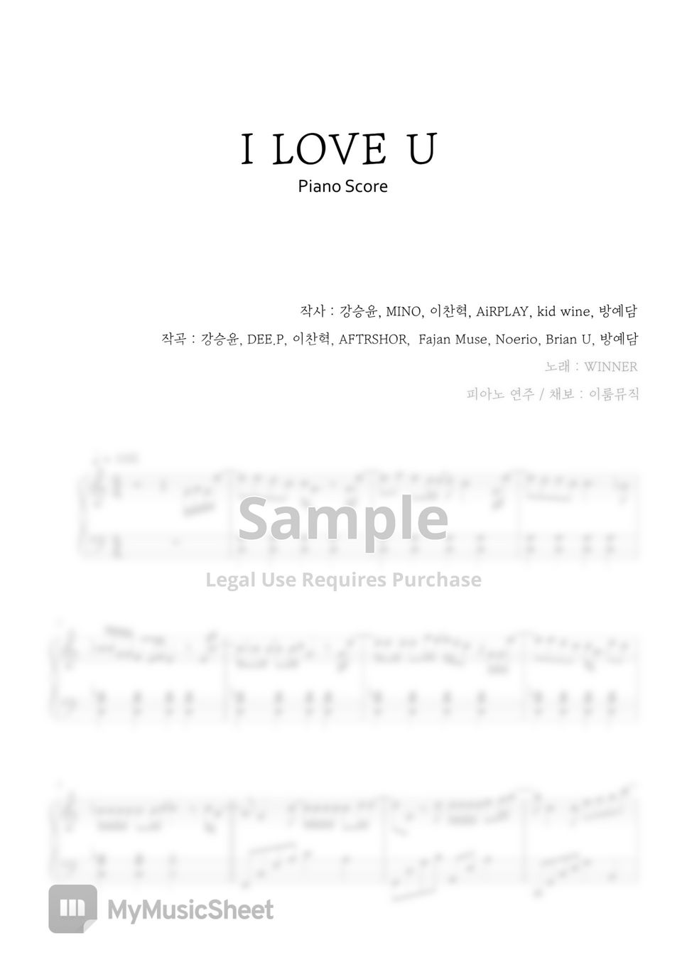 WINNER - I LOVE U (Original Key) by IRUM MUSIC