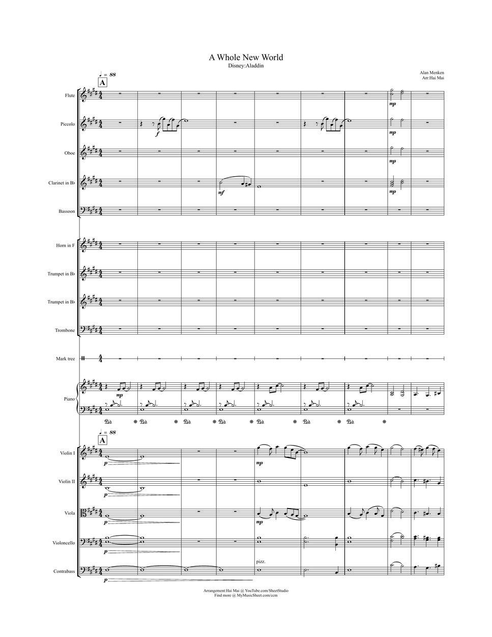 Alan Menken A Whole New World For Orchestra Score And Part By 