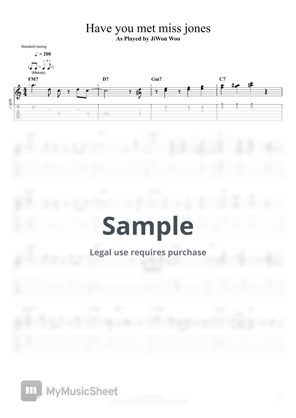 재즈기타 - have you met miss jones (기타입시초견문제) Sheets by 우지원